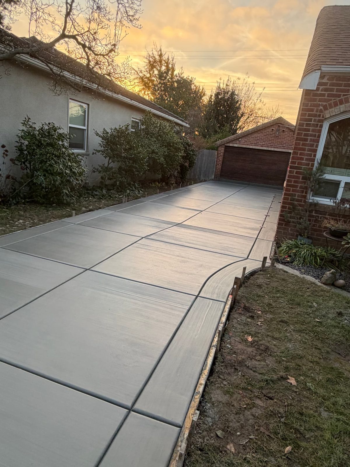 Wide concrete driveway