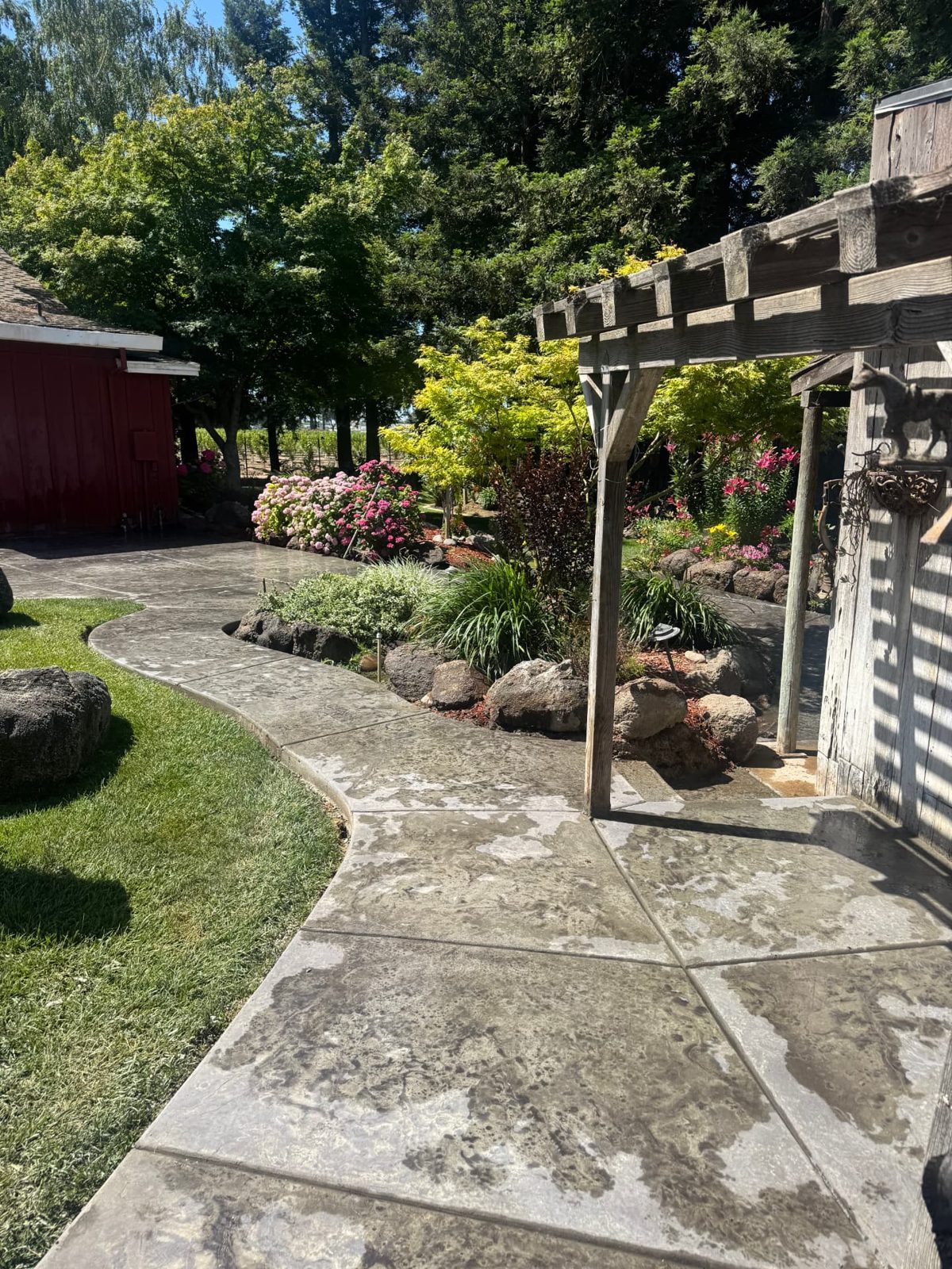 Finished concrete driveway at a California home